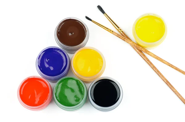 Watercolors and Brushes — Stock Photo, Image