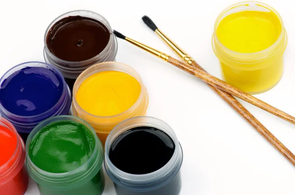 Watercolors and Paintbrushes — Stock Photo, Image