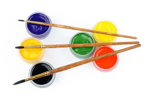 Watercolors and Paintbrushes — Stock Photo, Image
