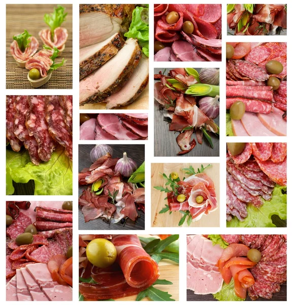 肉和香肠的集合 免版税图库图片