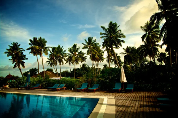 Tropikal resort Yüzme Havuzu — Stok fotoğraf