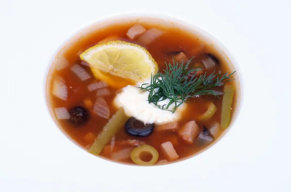 Soup Solyanka — Stock Photo, Image