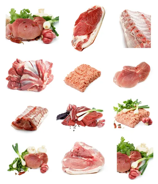 Coleta de carne crua — Fotografia de Stock