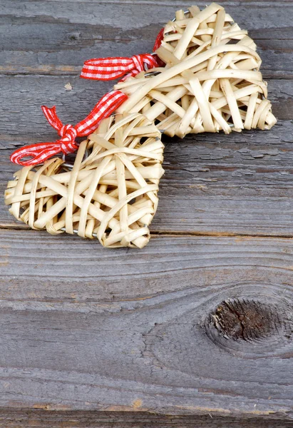 Two Wicker Hearts — Stock Photo, Image