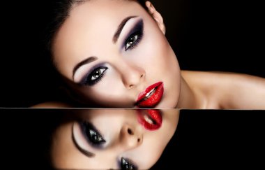 seksi esmer model parlak makyaj ile çekicilik moda portre