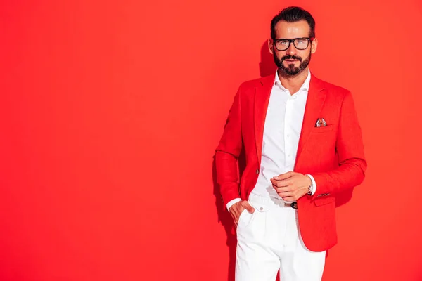 Ritratto Bello Fiducioso Elegante Hipster Modello Lambersexual Uomo Moderno Sexy — Foto Stock