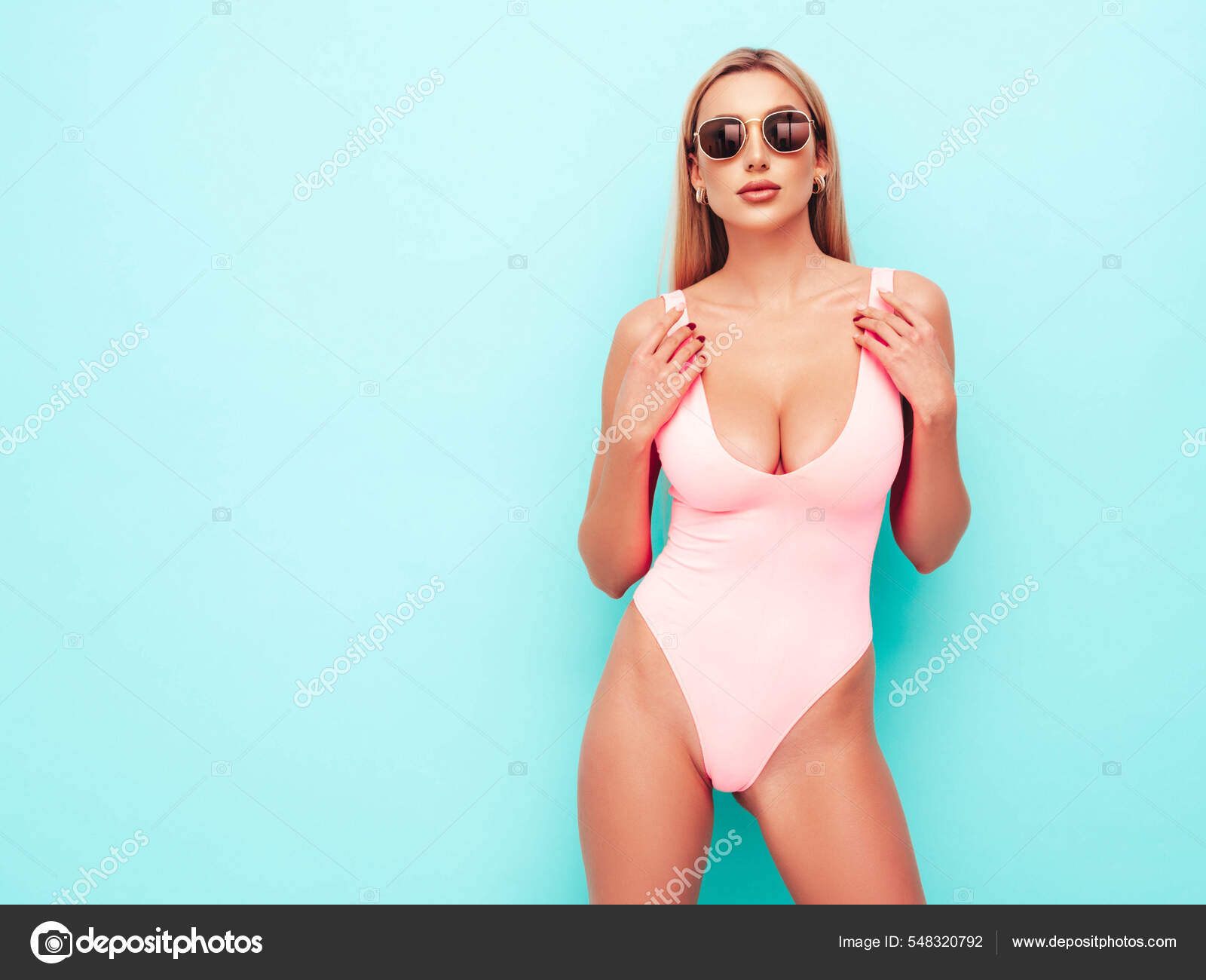 Portrait Young Beautiful Sexy Woman Carefree Model Wearing Pure Pink Stock  Photo by ©alexhalay 548320792