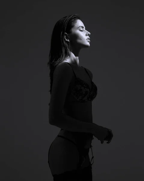 Sexy Meisje Designer Lingerie Set 2022 Schoenen High Fashion Portret — Stockfoto