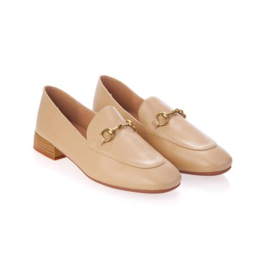 Stylish elegant trendy designer fashionable summer spring 2022 eco leather women's loafers shoes isolated