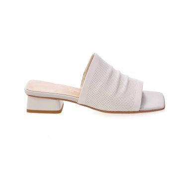 Stylish elegant trendy designer fashionable summer spring 2022 eco leather women's heeled sandals shoes isolated