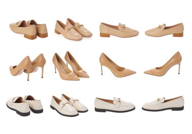 Kolaj seti şık şık moda tasarımcı moda yaz 2022 eko deri kadın ayakkabıları izole edilmiş