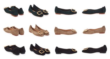 Kolaj seti şık şık moda tasarımcı moda yaz 2022 eko deri kadın ayakkabıları izole