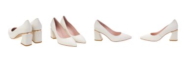 Kolaj seti şık şık moda tasarımcı moda moda yaz 2022 eko deri kadın topuklu ayakkabılar izole