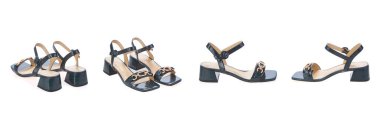 Kolaj seti şık şık moda tasarımcı moda yaz 2022 eko deri kadın ayakkabıları izole