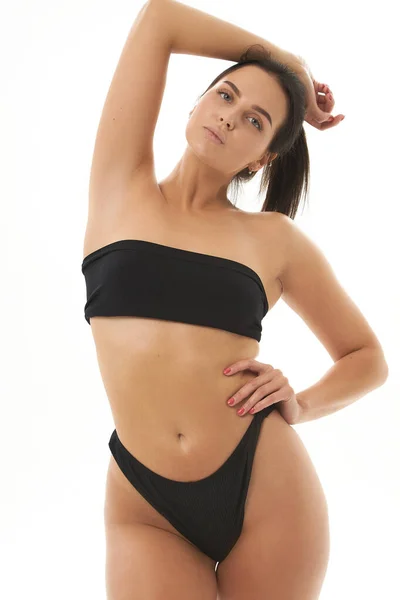 Healthy Girl Toned Slim Body Soft Skin Elastic Buttocks Thighs — Stockfoto