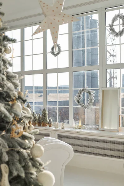 Christmas Living Room Christmas Tree Presents Modern Classic Style Luxury — Photo