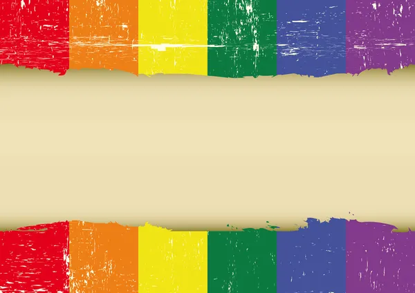 Gay rainbow scratched flag — Stock Vector