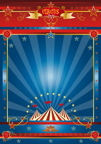 Fantastique cirque bleu. une affiche bleue cirque pour votre publicité . — Photo