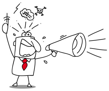 Angry megaphone. A man cry in a megaphone. He's very angry !