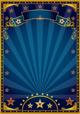 mavi ve altın arka plan. Güneş ışınları ile bir poster için retro mavi arka plan