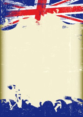 Grunge UK flag. A poster with a large scratched frame and a grunge union jack flag for your publicity. clipart