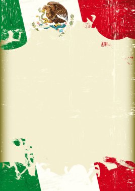 Grunge Mexican flag. A poster with a large scratched frame and a grunge mexican flag for your publicity. clipart
