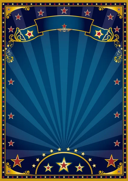 Fundo azul e dourado. Um fundo azul retro para um cartaz com raios de sol — Vetor de Stock