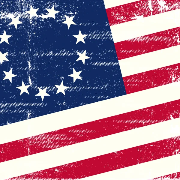 Vecchia bandiera grunge quadrata americana. Uno sfondo per un poster — Vettoriale Stock