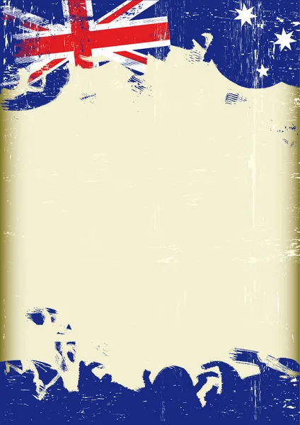 Grunge Australian flag. A poster with a large scratched frame and a grunge australian flag for your publicity. — Stockvector