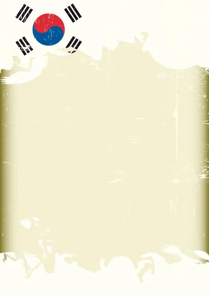 グランジの南朝鮮の旗。大きな傷のフレームとあなたの宣伝のグランジ韓国国旗ポスター. — ストックベクタ