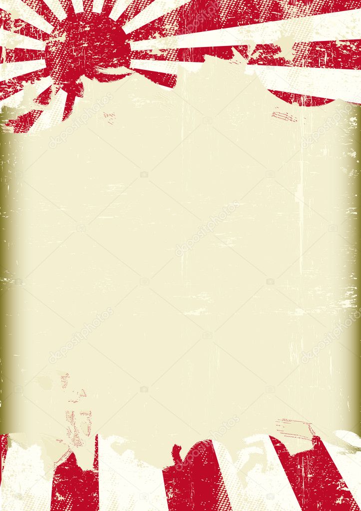 Grunge Japan war flag. A poster with a large scratched frame and a grunge flag of japan war for your publicity.