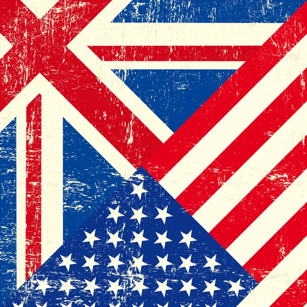 Britische und amerikanische Grunge-Flagge — Stockvektor