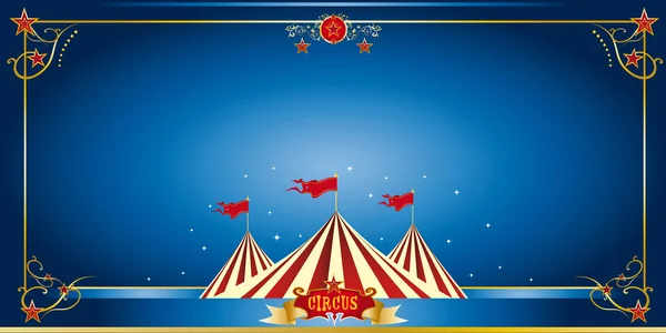 Circus blauwe uitnodiging — Stockvector