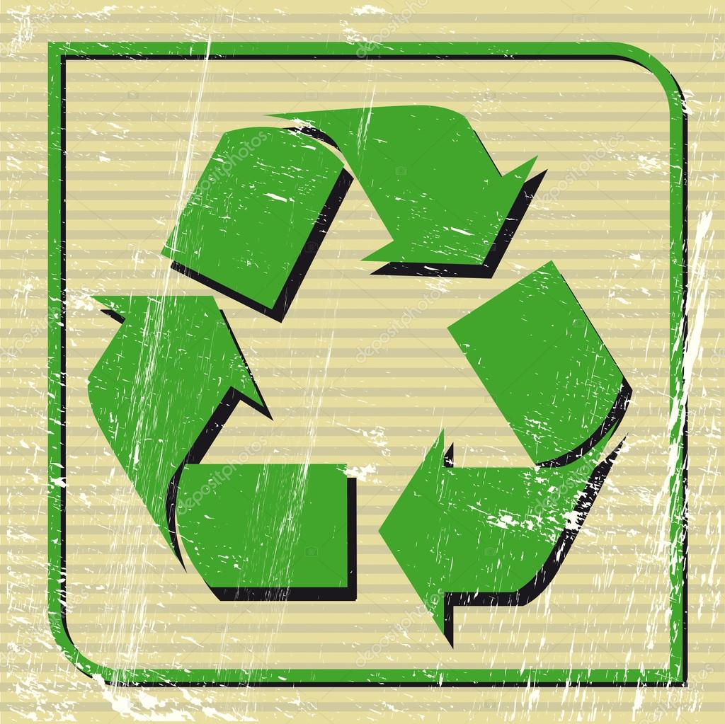 Recyclable sign. A recycling logo on a sticker.