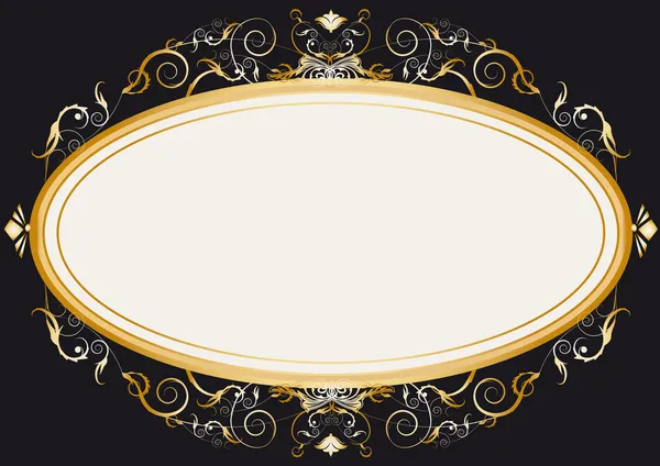 Oval gold retro frame — Stock Vector