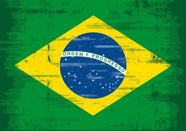 Brasilianische Grunge-Flagge. — Stockvektor