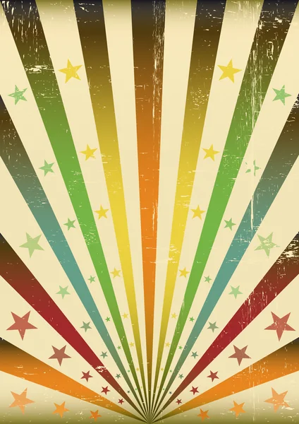 Multicolor Sunbeams grunge fondo — Vector de stock