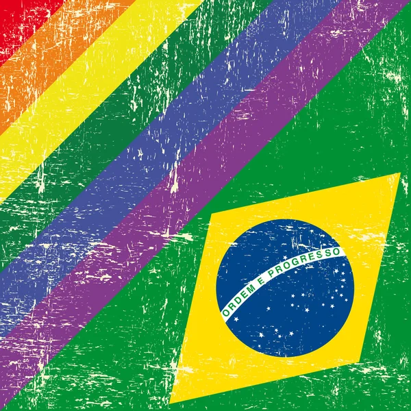 Brasil e gay grunge Bandeira — Vetor de Stock