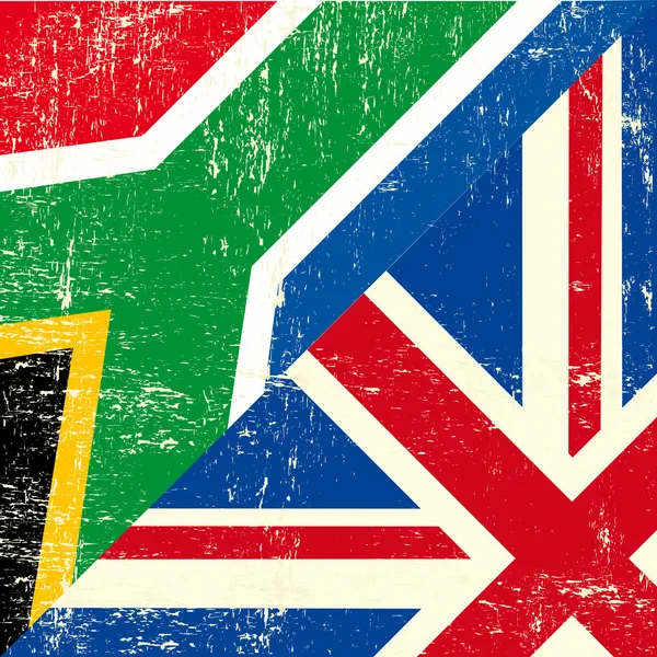 İngilizce ve Güney Afrikalı grunge bayrağı — Stok Vektör