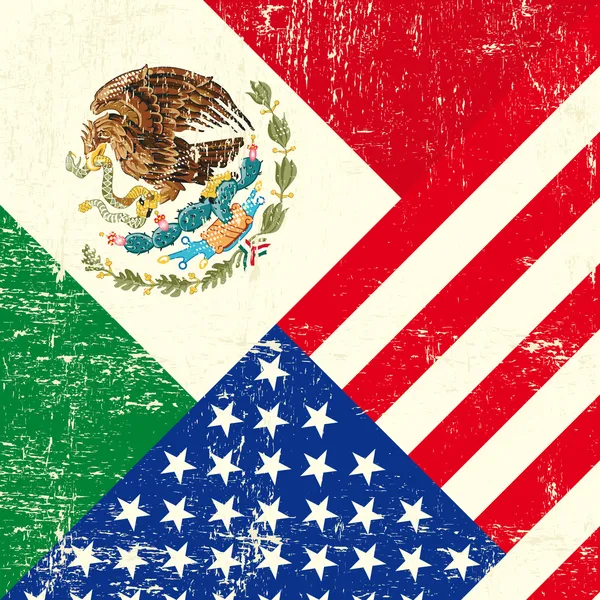 Bandera Grunge de Estados Unidos y México — Vector de stock