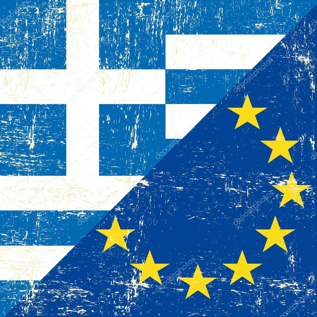 Greek and European grunge Flag