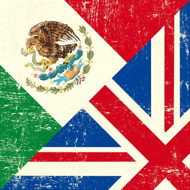 UK and Mexican grunge flag clipart