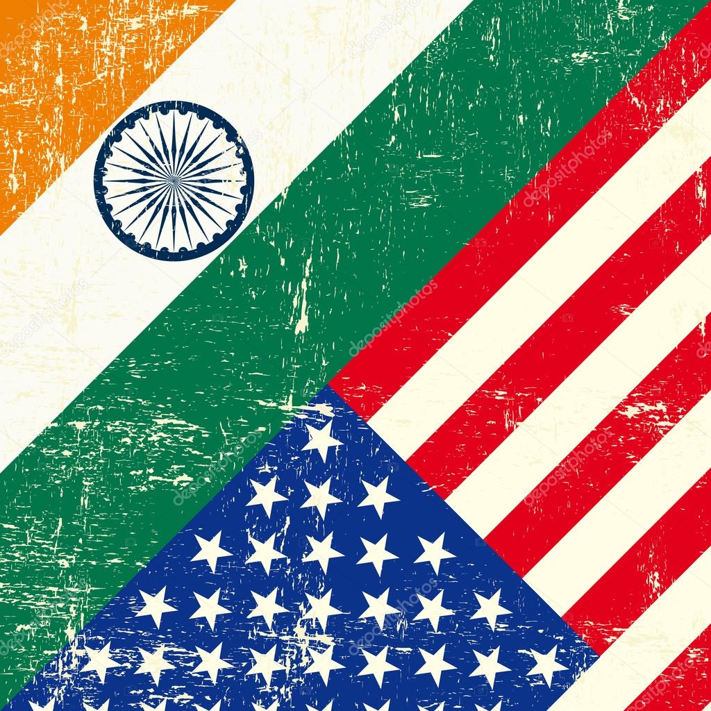 USA and Indian grunge Flag