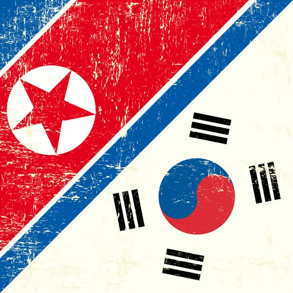 朝鲜和韩国国旗 — 图库矢量图片