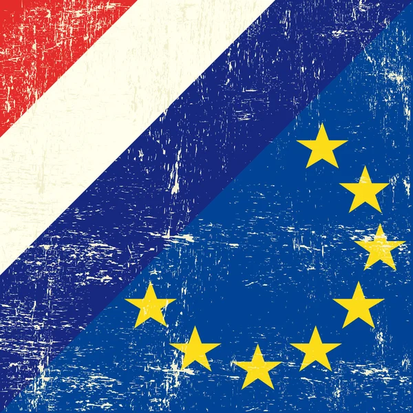 Netherlander and European grunge Flag — Stock Vector