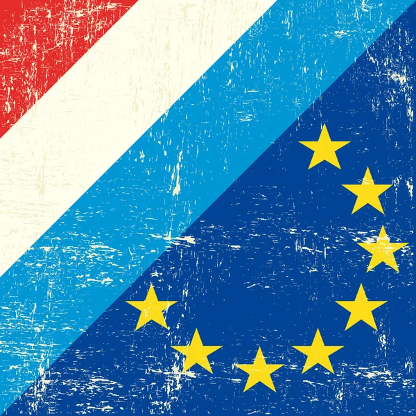 Luxemburg und europäische Grunge-Flagge — Stockvektor