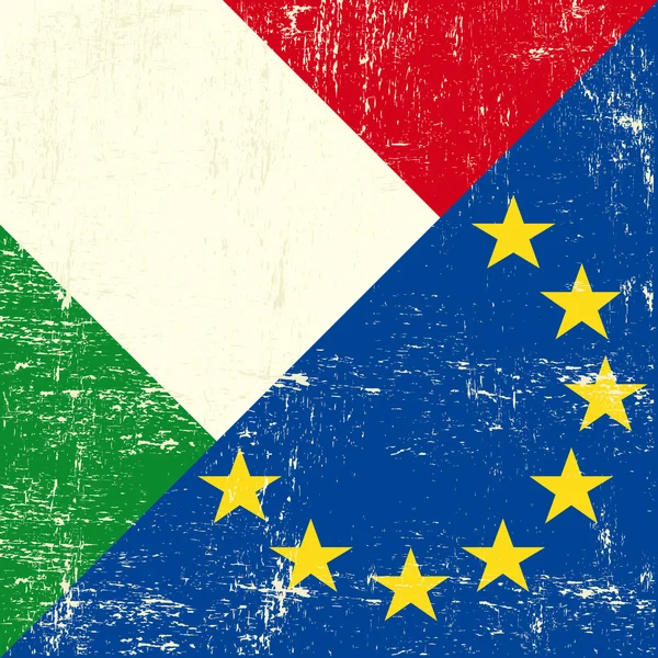Italienische und europäische Grunge Flagge — Stockvektor