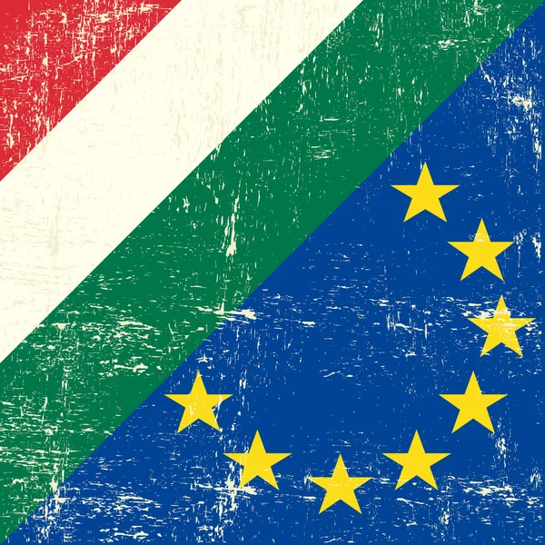Ungarische und europäische Grunge-Flagge — Stockvektor
