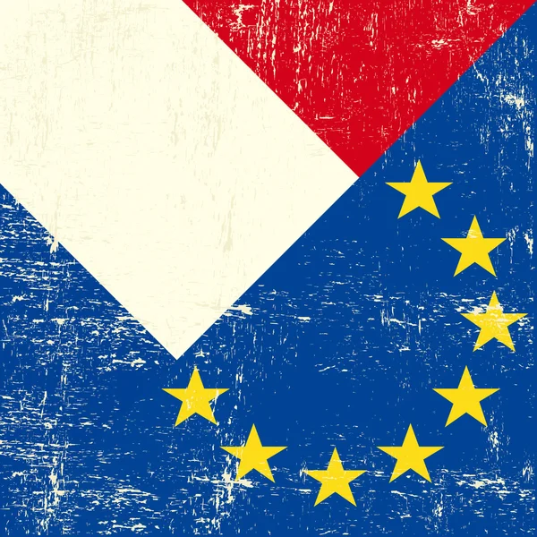 Franska och Europeiska grunge flagga. — Stock vektor