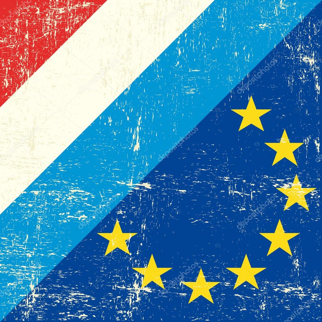 Luxembourg and European grunge Flag